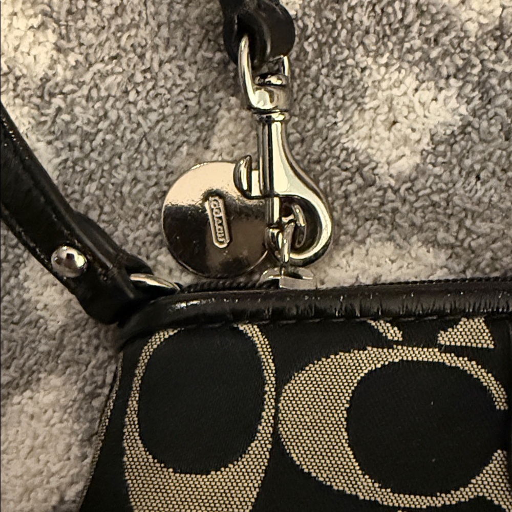 Coach Signature Black and Gray Wristlet - Picture 2 of 6